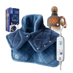 Bob and Brad Weighted Heating Pad Neck Shoulder Far Infrared Blue Faux Fur‎ Wrap